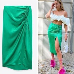 Zara Satin Effect Midi Skirt